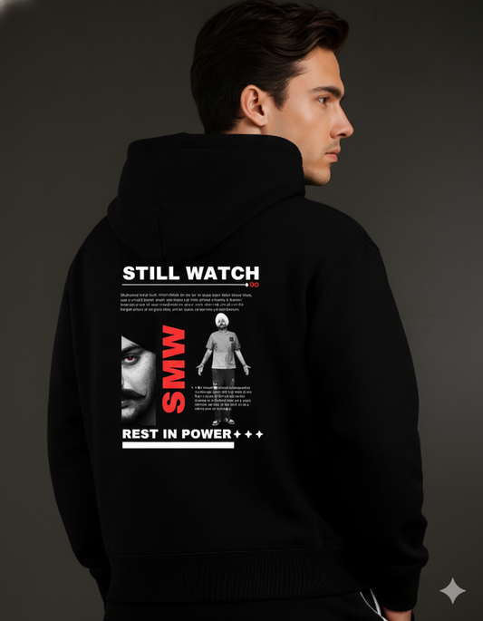 Sidhumoose Walla Typography Premium Hoodie Black Cotton